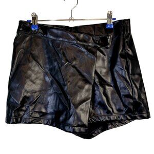 Haute Monde Faux Leather Skorts Women Medium Black Mini Skirt Shorts New 8 10 M